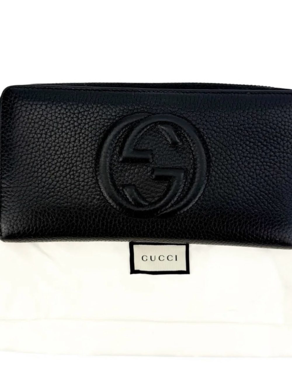Gucci Black Pebbled Leather Zip Card Wallet with Gold Hardware - Picture 5 of 6